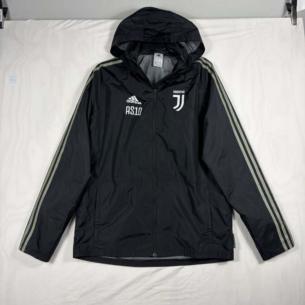 Adidas Juventus Staff Issue Hooded Rain Jacket AS10 Black Medium